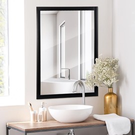 SUPER DEAL 24x36 Inch Rectangular Wall Mirror for Bathroom with Peaked Corner, Bathroom Entryways Decor Vanity Mirrors Wall Mounted, Black
