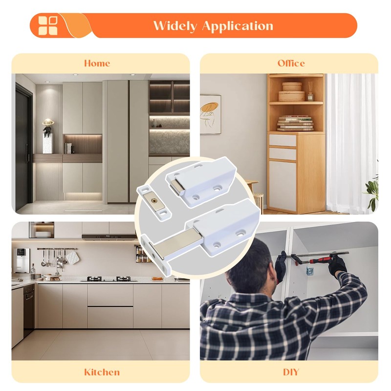 KOVOSCH 2 Pack Push to Open Door Latch, Magnetic Push