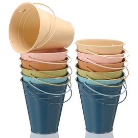 Sadnyy Colored Small Metal Buckets with Handle, 4.5 x 5.1 Inch Mini Galvanized Tin Bucket for Back to School Classrooms Crafts Pencil Holder Boho Wedding Birthday Party Favor Decoration
