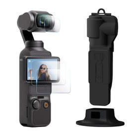 TYUANDOUER Pocket 3 Protective Case for DJI Osmo Pocket 3 Creator Combo, Portable Gimbal Cover Camera Lens Cap & Tempered Glass Screen Protector Lens Protector & Desktop Mount for DJI Pocket 3 - Black
