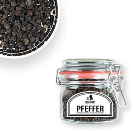 Pepper Black Whole Organic 130 g in Premium Wire Clip Jar | Elegant Herb - 100% Natural Black Peppercorns - Black Pepper without any Additives - Pepper for Mill - Black Pepper