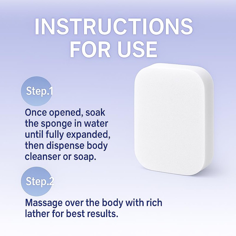 Disposable Body Sponge for Shower, Soft Expanding Bath Sponge with