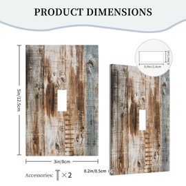YIJIKJY Light Switch Cover Plate Rustic Blue Brown Wooden Boards Old Wood 1 Gang Single Toggle Decorative Switch Plates Wall Plates Electrical Faceplate for Cabin Home Decor