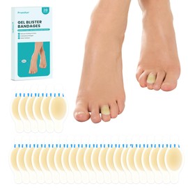 Promifun Blister Bandages Blister Pads - 28 ct Blister Cushions - Water Resistant Hydrocolloid Bandages for Foot, Toe, Heel - Gel Blister Bandages for Prevention & Recovery, Toe Pack