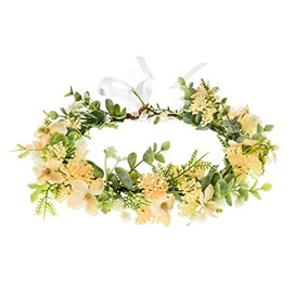 June Bloomy Women Flower Crown Headband Greenery Eucalyptus Garland Headpiece (Hydrangea-Champagne)