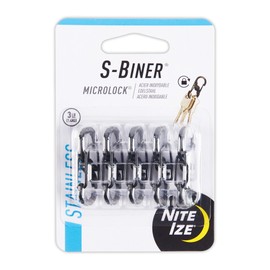 Nite Ize S-Biner MicroLock Stainless Steel - Durable Key Holder Carabiner Clip - S-Biner with Locking Gates - Durable & Strong Mini Carabiners for Keychain Accessories - Black (5 Pack)