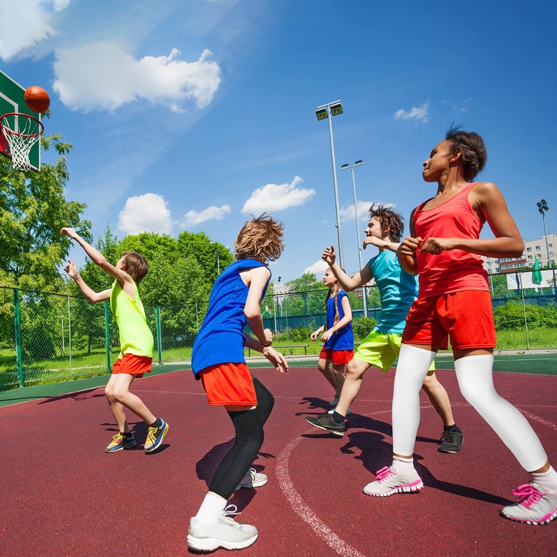 Pack of 4 Children's Long Compression Leg Sleeves Comfortable Non-Slip