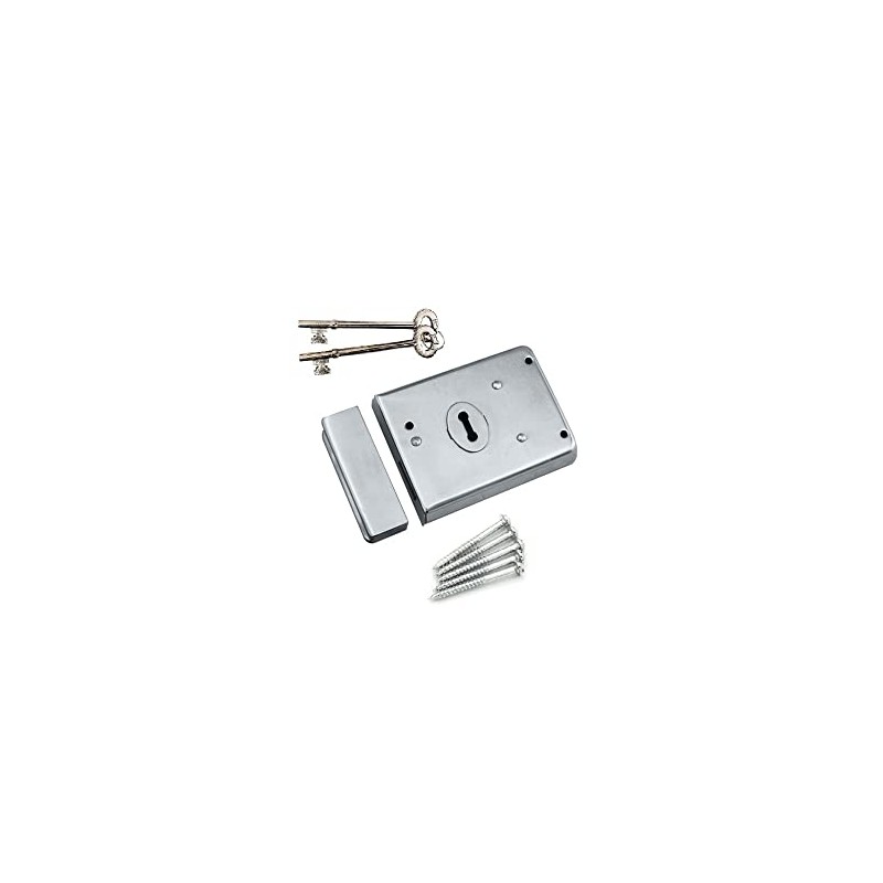 Merriway BH07756 Rim Deadlock Dead Lock, Polished Chrome, Silver