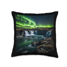 Alaska Aurora Borealis Travel Souvenirs Studio Idaho Family Vacay 2023 Hiking Camping Northern Lights Throw Pillow, 16x16, Multicolor