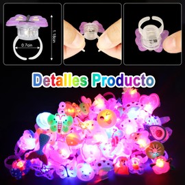 EHRHDKNS 50 Pcs Anillos con luz LED, Anillos con Luces LED Ajustables, Juguetes con Luz LED, Recuerdos de Fiesta Que Brillan en la Pscuridad, para Recuerdos de Fiesta Regalos Concierto