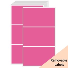 STARLIBOO Removable Colored Labels Stickers, 3X5 Inch Removable Large Label Stickers for Moving Boxes and Storage Bins- Waterproof- Tear Resistant (Rose Pink)