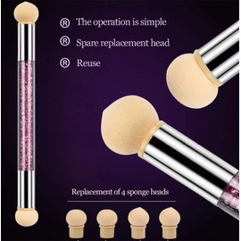 Nail Brush Sponge Nail Brush Picking Dotting Gradient Pen Brush Nail Art Tools with 4 Replacement Heads