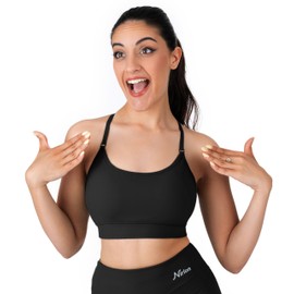 Nirlon Y Back Adjustable Sports Bras for Women - Nirlux Camisole Sports Bra, Stretchy Womens Tops Soft Workout Tops for Women (Black, 12)
