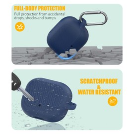 AGENTNANO for TOZO Crystal Pods(2024) Case Cover, Silicone Protective Scratch Resistant Cover for TOZO Hybrid Active Noise Cancelling Wireless Earbuds with Carabiner-Dark Blue