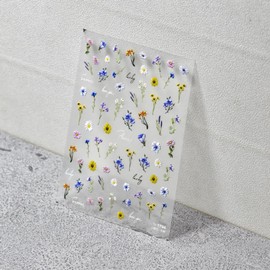 Flower Nail Stickers 5D Embossed Sunflower Nail Art Stickers Self Adhesive Nail Decals Summer Floral Nails Art for Women Manicure Supplies Nails Art Decorations