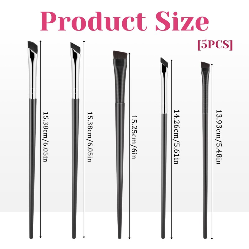 5Pcs Ultra Thin Eyeliner Brushes Angled Eyebrow Concealer Brushes Flat