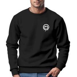 Neverless® Sweatshirt Men's Drip Face Drippy Smile Heart Eyes Smile Graffiti Crew Neck Jumper Streetwear, Smile Black