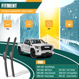 KVQ Windshield Wiper Blades Replacement for Ford F Series 2012-2023, Expedition 2008-2022, GMC Sierra Series, Chevy Silverado 1999-2006 2019-2023 Original Factory Quality - 22" 22" (Pack of 2)