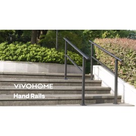 2-Pack 5 Step Hand Rails for Outdoor Steps Wrought Iron Railing for Porch Deck