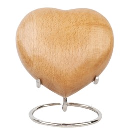 STONLIF Classic Heart Shaped Wooden Urns for Human Ashes | Adult - Male, Female | Cremation Memorial Ash Urn | Natural Beech Wood Small Keepsake Urn - 4 Inches, 1 Pc