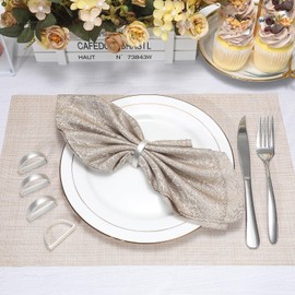 KPOSIYA Napkin Rings Set of 8, Metal Silver Napkin Rings Bulk for Table Settings, D-Shape Napkin Holders Rings for Dinner Table Decor, Easter, Fall,Thanksgiving, Christmas, Party,（Silver 8 pcs）
