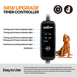 REPTI ZOO T5 HO UVB Lighting Combo Kit with Timer, Reptile Light Fixture Terrarium Hood Comes with Desert 10.0 UVB T5 Lamp Bulb (8W)