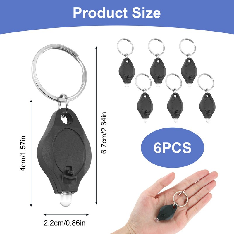 6Pcs Mini LED Flashlight Keychain, Portable LED Key Ring Torches