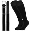 Oblihumoy Black Baseball Socks and Belt Combo Set Softball Football