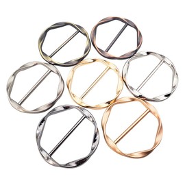 7 Pcs 4cm Silk Scarf Ring Clip Shirt Tie Clips Round Scarves Clasp Waist Clothes Corner Knotted Button Clothing Ring Wrap Holders