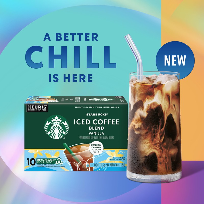 Starbucks K-Cup Coffee Pods, Iced Coffee Blend, Vanilla Naturally Flavored