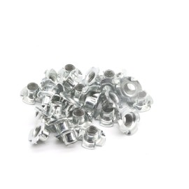 binifiMux M6 x 8mm T Nuts w/Zinc Plated 4 Pronged Tee Nut Inserted in Wood Furniture, Pack of 25