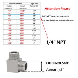Fitvell Street Elbow 90 Degree 1/4" NPT Male x 1/4" NPT Male 304 Stainless Steel Cast Pipe Fitting (pack of 2)