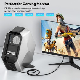 VoroDcip Display Port Cable 2.1 6Ft, (up to 16K@60Hz, 8K@120Hz, 4K@240Hz, 2K@300Hz, 1080P@360Hz) DisplayPort DP Cord for Desktop Laptop Graphics Card Dock KVM Hub to Gaming Monitor