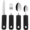 Adaptive Utensils Set (4-Pieces), Non-Weighted, Non-Slip Handles for Hand Tremors,