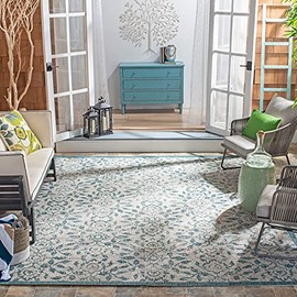 SAFAVIEH Courtyard Collection 8' x 10' Grey/Blue CY8955 Indoor/ Outdoor Waterproof Easy Cleaning Patio Backyard Mudroom Area Rug