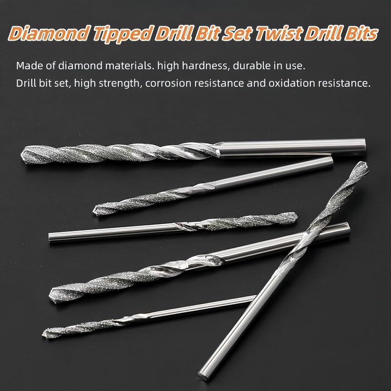 Diamond Twist Drill Bit Set, 10 Pieces, 0.8-4.0mm, High Speed