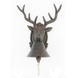 Upper Deck Cast Iron Deer Dinner Bell for Yard Art Wall Hanging Garden