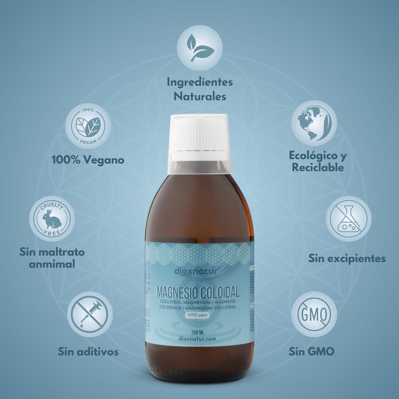 DIOXNATUR® Magnesium-Kolloid-Flüssigkeit 1000 ppm – Magnesium-Bisglycin-Lösung – 250 ml