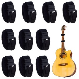 WEBEEDY 10 Pcs Guitar String Mute Damper Cotton Guitar Fret Wrap, Black Adjustable Bass Mute Tape Guitars String Dampener Fingerboard Tape Musical Instrument Bass Guitars Accessories
