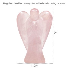 Nelson Creations, LLC 2 Inch Rose Quartz Hand-Carved Guardian Angel Figurine; Comes in a Silver Gift Box Ready for Gifting; Elegant Sheer Organza Gift Bag Included