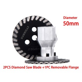 SUBRILLI 2-Pcs 50mm Mini Engraving Diamond Saw Blade with RemovabIe Flange 5/8-11 Cutting Disc Carving Concrete Granite Sandstone