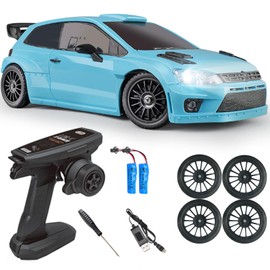 Moonzeamus LDRC 2801 1/28 Mini RC Drift Car GTR 2.4GHz 4WD RTR with 4PCS Drift Tires Racing Radio Control Cars (Blue2)