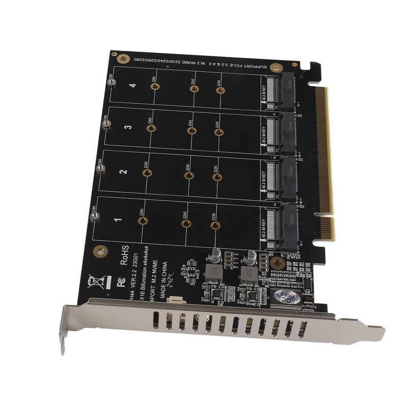 Adapter Card 4 Port M.2 NVMe SSD to PCIE X16