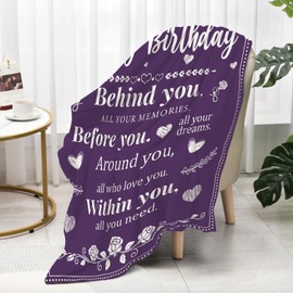 VivaJoy Birthday Gifts for Women Throw Blanket 60"X50", Idea Women Birthday Gifts, Best Birthday Gifts for Her, Friends, Mum, Wife(Purple)