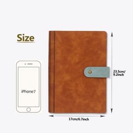 Skycase A5 Binder Notebook, 6 Holes Loose Leaf Binder with Paper, PU Leather Budget Binder, Ring Binder Planner, A5 Folder Portfolio, Ring Binder DIN A5, Notebook Cover with A5 Filling Paper, Brown