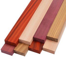 Maasechs 8 Pcs Purpleheart, Zebrawood, Padauk, Okoume Wood Exotic Wood Hardwood Lumber Board 3/4" x 2" x 16" Imported Exotic Hardwood Variety Pack for Craft of Woodworking Cutting Boards Processing