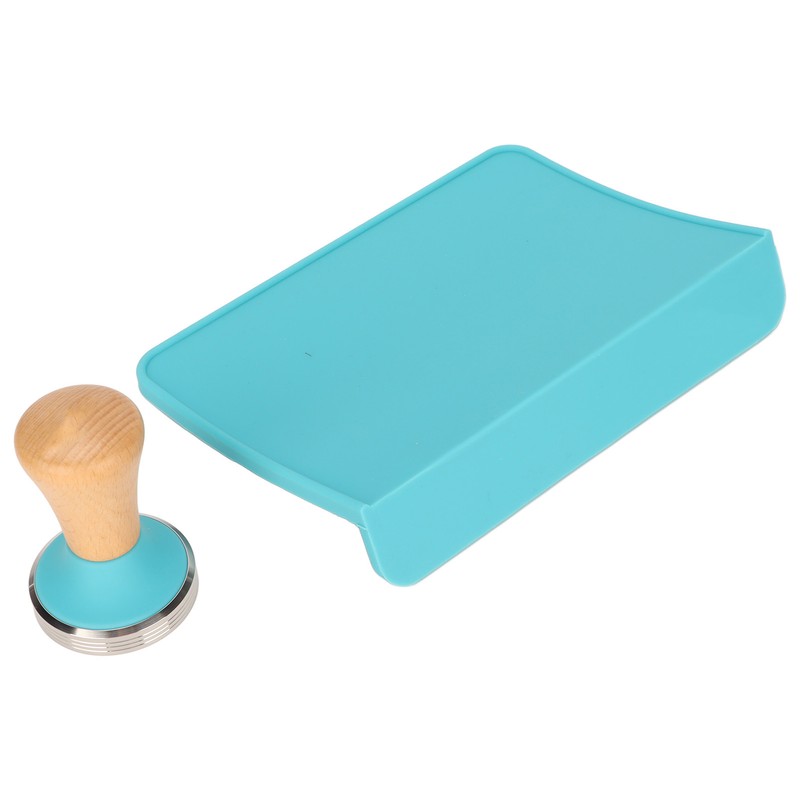 2Pcs Tamping Mat Silicone Coffee Pad with Beech Handle Tamper