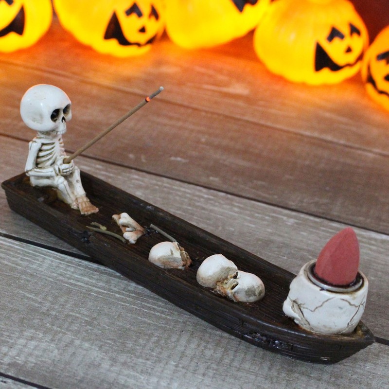 Skeleton Boat Incense Burner Holder Creative Incense Ash Catcher Tray