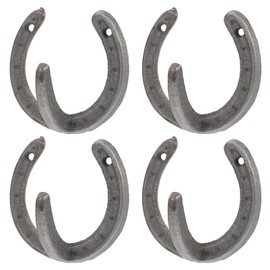 DOITOOL Vintage Office Decor 4Pcs Cast Iron Wall Hooks, Horseshoe Shaped Wall Hanger Coat Hooks Vintage Wall Hooks Decorative Wall Hangers for Hanging Metal Hangers Heavy Duty