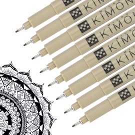 PATIKIL Micro Pen Fineliner Pens, 8Pcs 0.5mm Fine Point Drawing Pens Waterproof for Archival Artist Calligraphy Illustration Journaling Sketch, Black